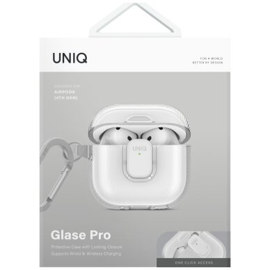 AirPods 4 dėklas Uniq Glase Pro – skaidrus 1 AirPods 4 dėklas Uniq Glase Pro – skaidrus 1
