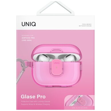 AirPods Pro 2 dėklas Uniq Glase Pro – rožinis 1