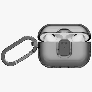 AirPods Pro 3 Uniq Glase Pro Lock dėklas – skaidriai juodas 1