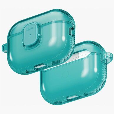 AirPods Pro 3 Uniq Glase Pro Lock dėklas – skaidriai mėlynas AirPods Pro 3 Uniq Glase Pro Lock dėklas – skaidriai mėlynas