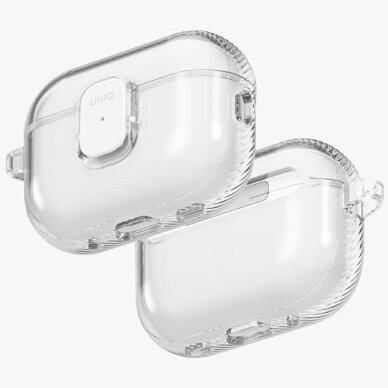 AirPods Pro 3 Uniq Glase Pro Lock dėklas – skaidrus AirPods Pro 3 Uniq Glase Pro Lock dėklas – skaidrus