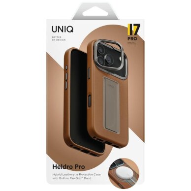 iPhone 17 Pro Uniq Heldro Pro MagClick Charging dėklas – rudas 5