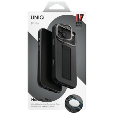 iPhone 17 Pro Max Uniq Heldro Pro MagClick Charging dėklas – juodas 5