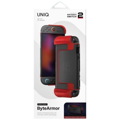 Nintendo Switch 2 dėklas Uniq Hybrid Bytearmor – raudonas 3
