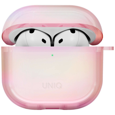 AirPods 4 Uniq Iridescia kabinamas dėklas - holo rožinis 1