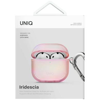 AirPods 4 Uniq Iridescia kabinamas dėklas - holo rožinis 3