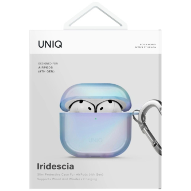 AirPods 4 Uniq Iridescia kabinamas dėklas - holo mėlynas 3