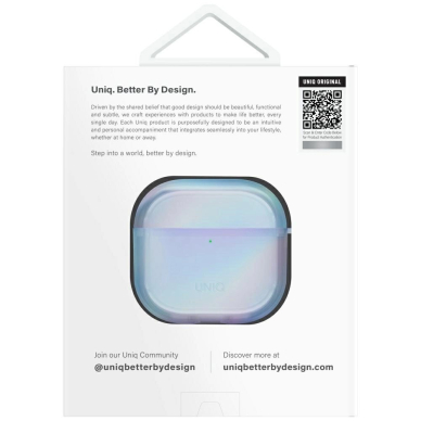 AirPods 4 Uniq Iridescia kabinamas dėklas - holo mėlynas 4