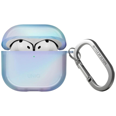 AirPods 4 Uniq Iridescia kabinamas dėklas - holo mėlynas AirPods 4 Uniq Iridescia kabinamas dėklas - holo mėlynas