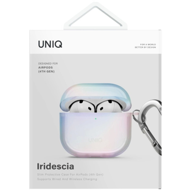 AirPods 4 Uniq Iridescia kabinamas dėklas - holo baltas 3