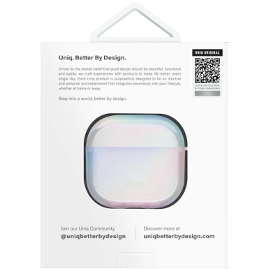 AirPods 4 Uniq Iridescia kabinamas dėklas - holo baltas 4