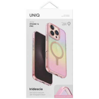 Uniq Iridescia Magclick Charging Dėklas skirtas iPhone 16 Pro - Rožinis 3