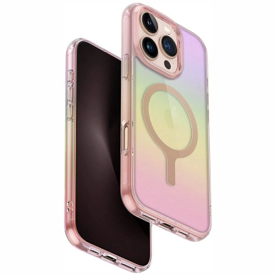 Uniq Iridescia Magclick Charging Dėklas skirtas iPhone 16 Pro - Rožinis