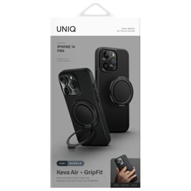 Uniq Keva Air iPhone 16 Pro 6.3&quot; Magclick Charging Dėklas Juodas/Carbon Juodas 1