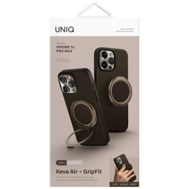 Uniq Keva Air Magclick Charging GripFit Dėklas skirtas iPhone 16 Pro Max - Rudas 6