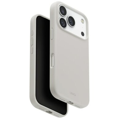 iPhone 17 Pro dėklas Uniq Lino, Magclick įkrovimo – pilkas