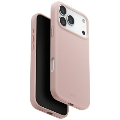 iPhone 17 Pro Max dėklas Uniq Lino, Magclick Charging – rožinis