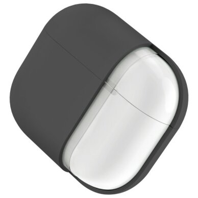 AirPods 4 Uniq Lino Silicone dėklas – pilkas 4