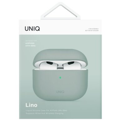 AirPods 4 Uniq Lino Silicone dėklas – žalias 5