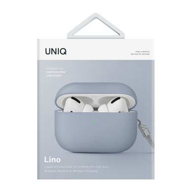 AirPods Pro 2 Uniq Lino Silicone dėklas – mėlynas 4