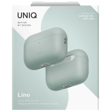 AirPods Pro 3 Uniq Lino Silicone dėklas – žalias 5 AirPods Pro 3 Uniq Lino Silicone dėklas – žalias 5