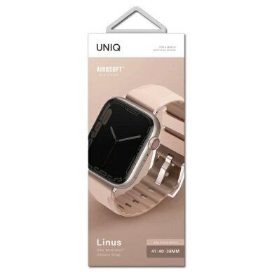 Apple Watch Series 4/5/6/7/8/SE/SE2 38/40/41 mm Uniq Linus Airosoft silikoninis dirželis – rožinis / blush pink 2