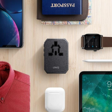 Uniq Load. network. Voyage World Adapter 33W + 2xUSB + PD 18W + QC 3.0 grey/charcoal Pilkas (LITHOS Collective) 5 Uniq Load. network. Voyage World Adapter 33W + 2xUSB + PD 18W + QC 3.0 grey/charcoal Pilkas (LITHOS Collective) 5