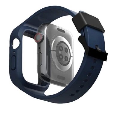 Apple Watch 45/44 mm Uniq Monos 2in1 rinkinys (dirželis + dėklas) – mėlynas 1 Apple Watch 45/44 mm Uniq Monos 2in1 rinkinys (dirželis + dėklas) – mėlynas 1