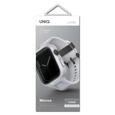 Apple Watch 45/44 mm Uniq Monos 2in1 rinkinys (dirželis + dėklas) – pilkas 5