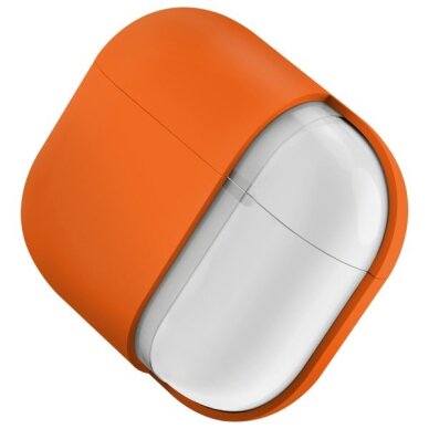 AirPods 4 Uniq Nexo su silikoniniais kabliukais dėklas – oranžinis 4