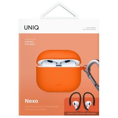 AirPods 4 Uniq Nexo su silikoniniais kabliukais dėklas – oranžinis 7 AirPods 4 Uniq Nexo su silikoniniais kabliukais dėklas – oranžinis 7