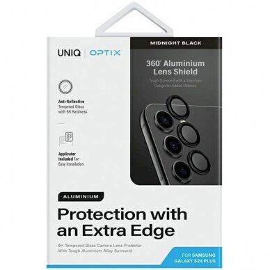 Uniq Optix Aluminum Camera Lens Protector Samsung Galaxy S24+ camera lensapplicator - Juodas 1 Uniq Optix Aluminum Camera Lens Protector Samsung Galaxy S24+ camera lensapplicator - Juodas 1