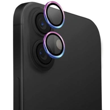 iPhone 16 / iPhone 16 Plus Uniq Optix aliuminio kameros apsauga su aplikatoriumi – vaivorykštinė