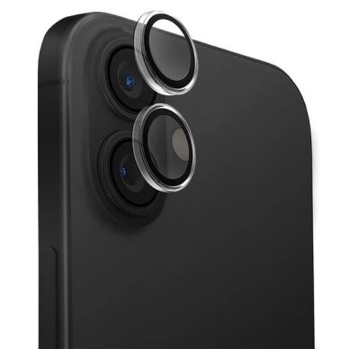 iPhone 16 / 16 Plus Uniq Optix Clear kameros apsauga su aplikatoriumi – skaidriai juoda