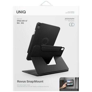 iPad Air 13” 2024 / 2025 dėklas Uniq Rovus Snapmount Magnetic 360 – juodas 9