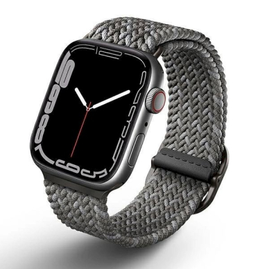 Uniq strap Aspen Apple Watch 44/42 / 45mm Series 4/5/6/7/8 /9/ SE / SE2 Braided DE pilkos spalvos / pebble pilkos spalvos Uniq strap Aspen Apple Watch 44/42 / 45mm Series 4/5/6/7/8 /9/ SE / SE2 Braided DE pilkos spalvos / pebble pilkos spalvos