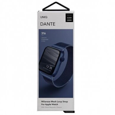 Apyrankė Uniq Dante Apple Watch Series 4/5/6/7/8/9/ SE 38/40 / 41mm. Stainless Steel Mėlyna 3 Apyrankė Uniq Dante Apple Watch Series 4/5/6/7/8/9/ SE 38/40 / 41mm. Stainless Steel Mėlyna 3