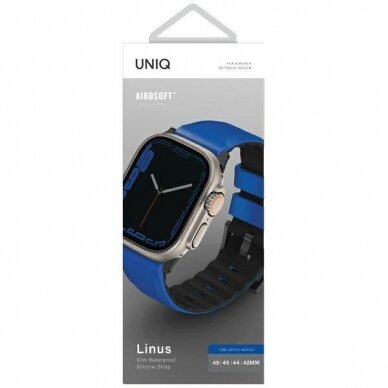 Uniq Strap Linus Apple Watch Series 1/2/3/4/5/6/7/8/9/SE/SE2/Ultra 42/44/45/49mm Airosoft Silicone Blue/Racing Blue 3 Uniq Strap Linus Apple Watch Series 1/2/3/4/5/6/7/8/9/SE/SE2/Ultra 42/44/45/49mm Airosoft Silicone Blue/Racing Blue 3