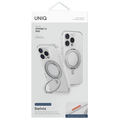 Uniq Swivix 360 Rotating su atrama Dėklas skirtas iPhone 16 Pro - Permatomas 3