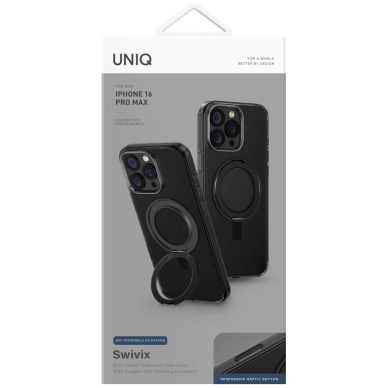 Uniq Swivix 360 Rotating su atrama Dėklas skirtas iPhone 16 Pro Max - Juodas 4