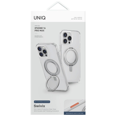 Uniq Swivix 360 Rotating su atrama Dėklas skirtas iPhone 16 Pro Max - Permatomas 3