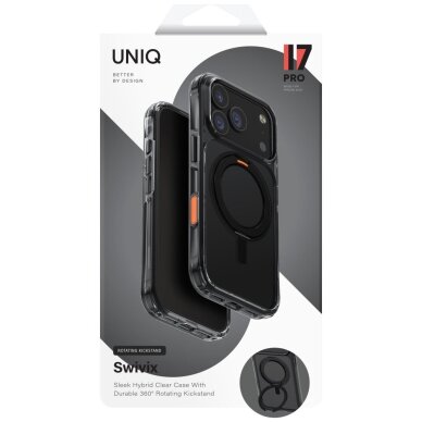 iPhone 17 Pro Uniq Swivix Rotating Kickstand 360 dėklas – juodas 5 iPhone 17 Pro Uniq Swivix Rotating Kickstand 360 dėklas – juodas 5