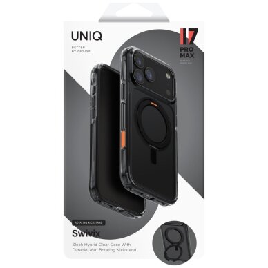 iPhone 17 Pro Max Uniq Swivix Rotating Kickstand 360 dėklas – juodas 5 iPhone 17 Pro Max Uniq Swivix Rotating Kickstand 360 dėklas – juodas 5
