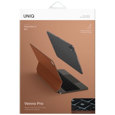 iPad 11" 2025 / iPad Air 11" 2024 / 2025 / iPad Pro 11" 2018 / 2020 / 2021 / 2022 / 2024 Uniq Venno Pro Magnetic Smart klaviatūros dėklas – rudas 6