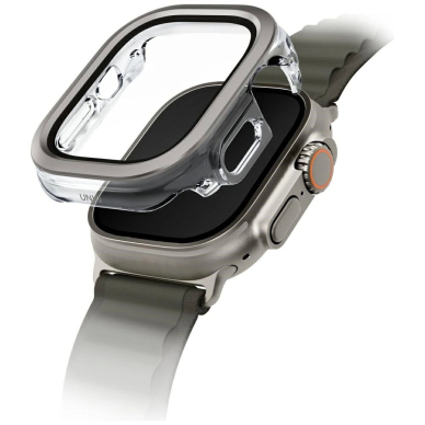 Uniq Voute Dėklas with tempered glass skirtas Apple Watch Ultra 49 mm - Sidabrinis