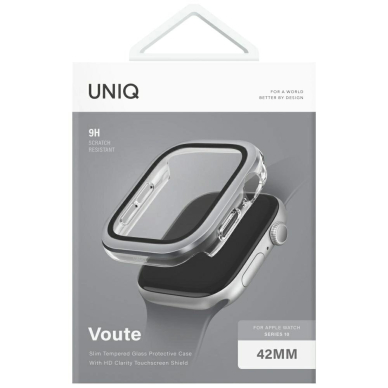 Uniq Voute Tempered Glass Dėklas skirtas Apple Watch 10 42 mm - Sidabrinis 4