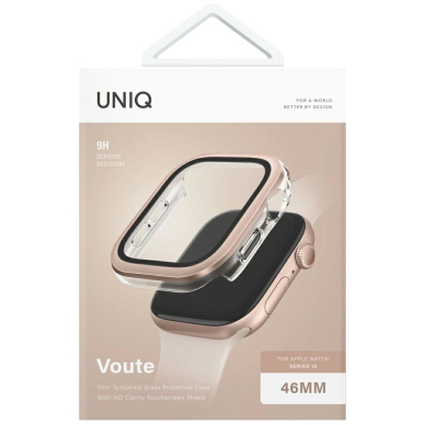 Uniq Voute Tempered Glass Dėklas skirtas Apple Watch 10 46mm - Rose Auksinis 4