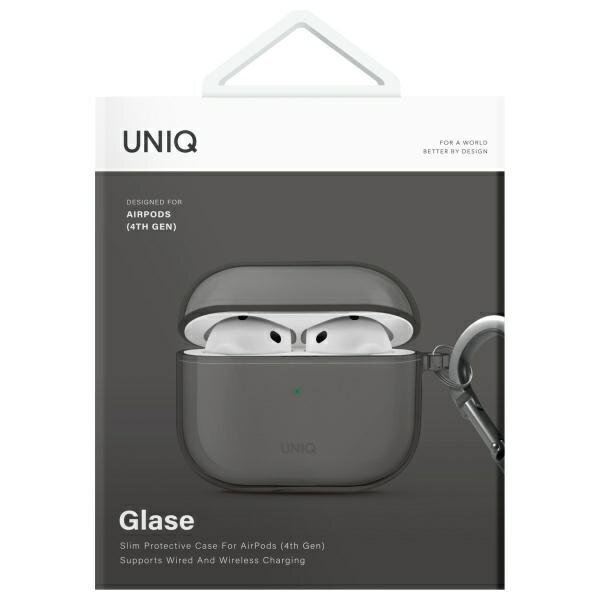 AirPods 4 Uniq Glase dėklas – pusiau skaidrus 1