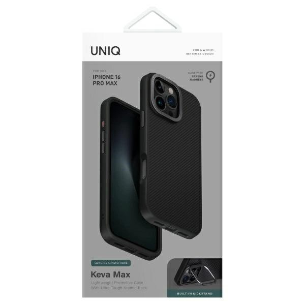 iPhone 16 Pro Max – Uniq Keva Max Magclick Charging dėklas - Juodas 6