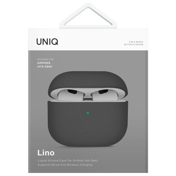 AirPods 4 Uniq Lino Silicone dėklas – pilkas 5 AirPods 4 Uniq Lino Silicone dėklas – pilkas 5